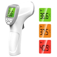 Termometru Digital Ultrixe®, Non Contact cu Infrarosu, Functie de Memorie, Display LED, Alarma Sonora, pentru Copii si Adulti, Alb