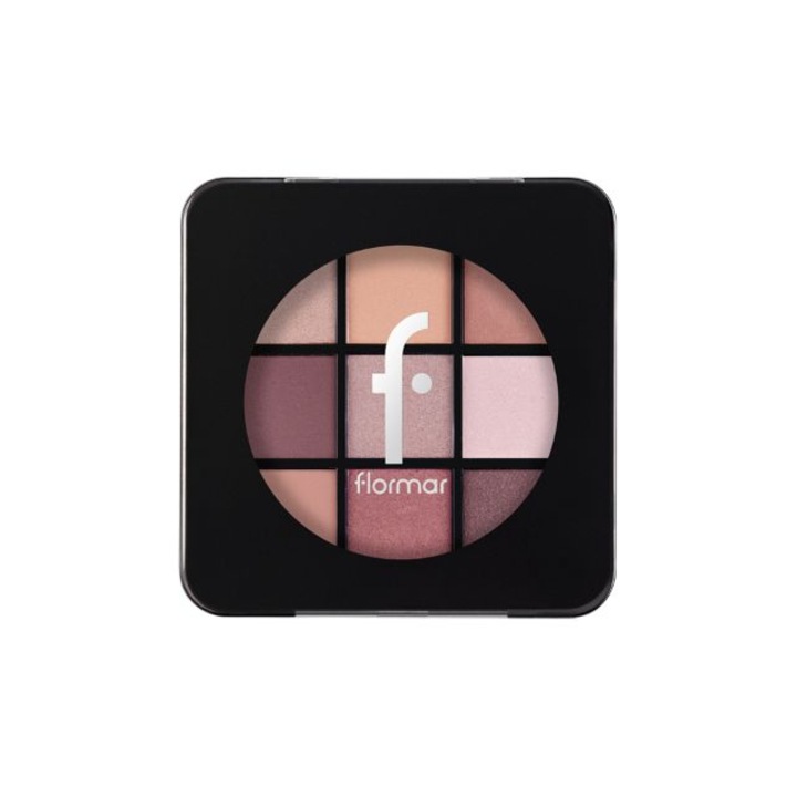 Paleta farduri de pleoape Flormar 9 g, multicolor, pudră compactă, mat
