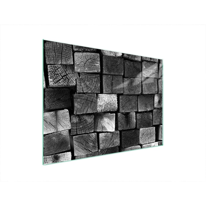 Tocator de bucatarie, TMK ArtDeko, Sticla, Multifunctional, Protectie plita, 70x52cm, Lemn