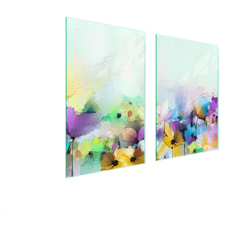 TMK ArtDeko üveg főzőlap védő, 35x30x52cm, virágos design, multifunkcionális