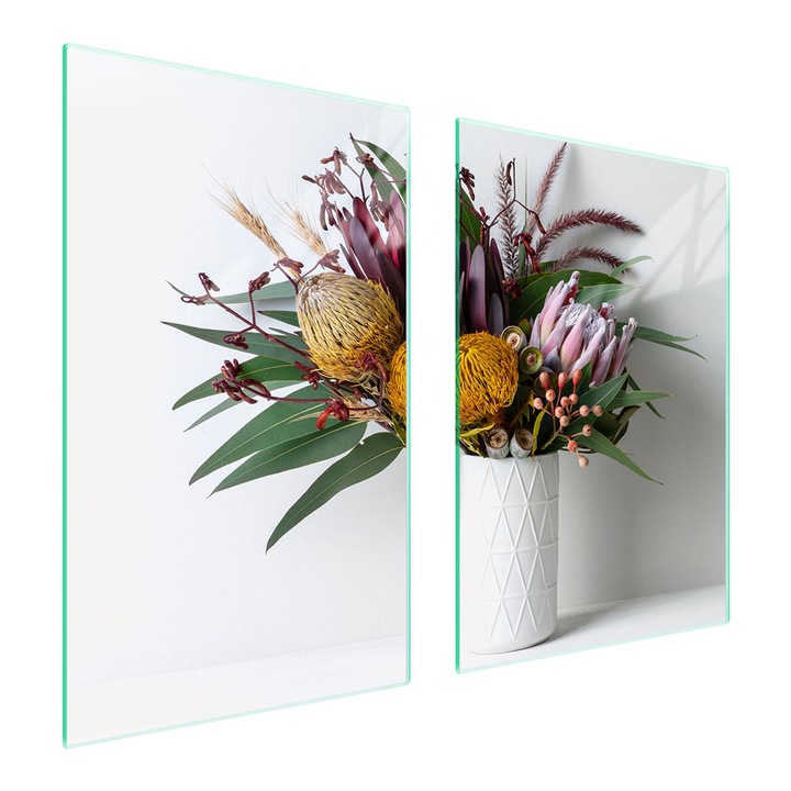 TMK ArtDeko üveg főzőlap védő, 35x30x52 cm, virágmintás, multifunkcionális