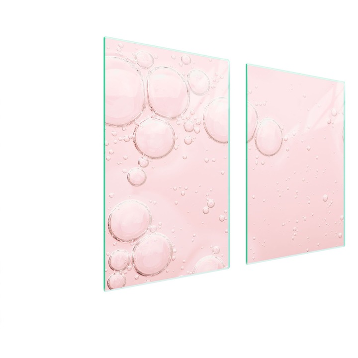 TMK ArtDeko üveg tűzhelyvédő lap, 35x30x52cm, rózsaszín, multifunkcionális