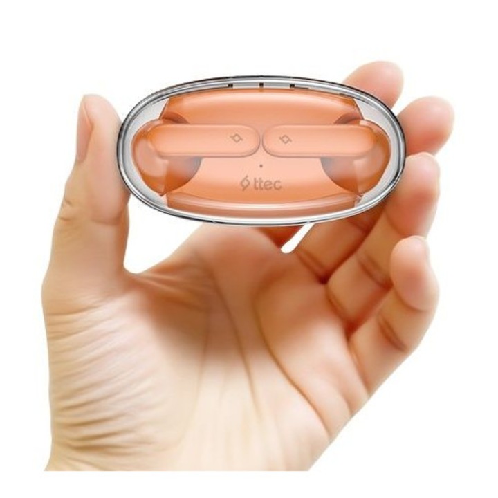 Bluetooth fejhallgató ttec, AirBeat, Glace, TWS, BT Headset, Korall narancs