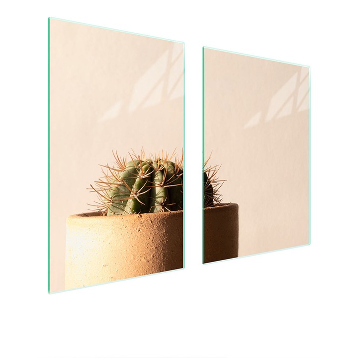 TMK ArtDeko üveg konyhai védőlap, 35x30x52 cm, kaktusz design, multifunkcionális