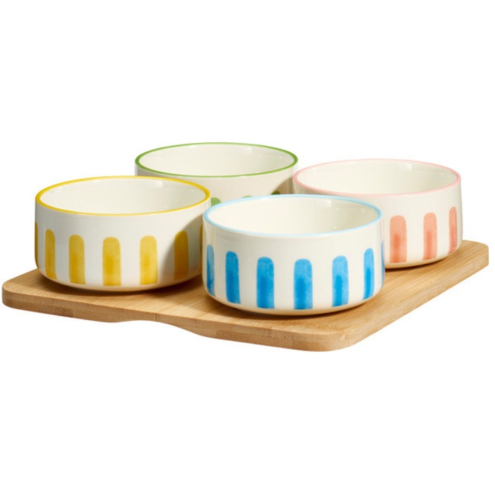 Set de boluri pentru gustari FIKA, 4 x 230 ml, tava din bambus