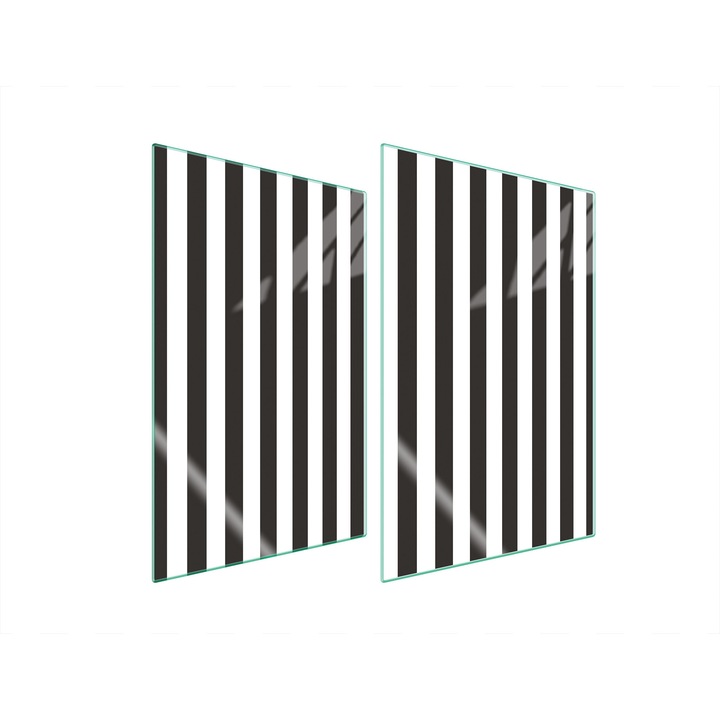 TMK ArtDeko konyhai üveg hátfal, 2x 35x52 cm, modern design, magas hőmérsékletnek ellenálló, fehér/fekete