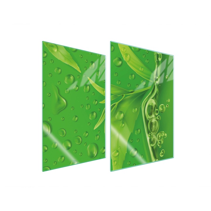 TMK ArtDeko konyhai üveg védőlemezek, 2x 35x52 cm, zöld, magas hőmérsékletnek ellenálló