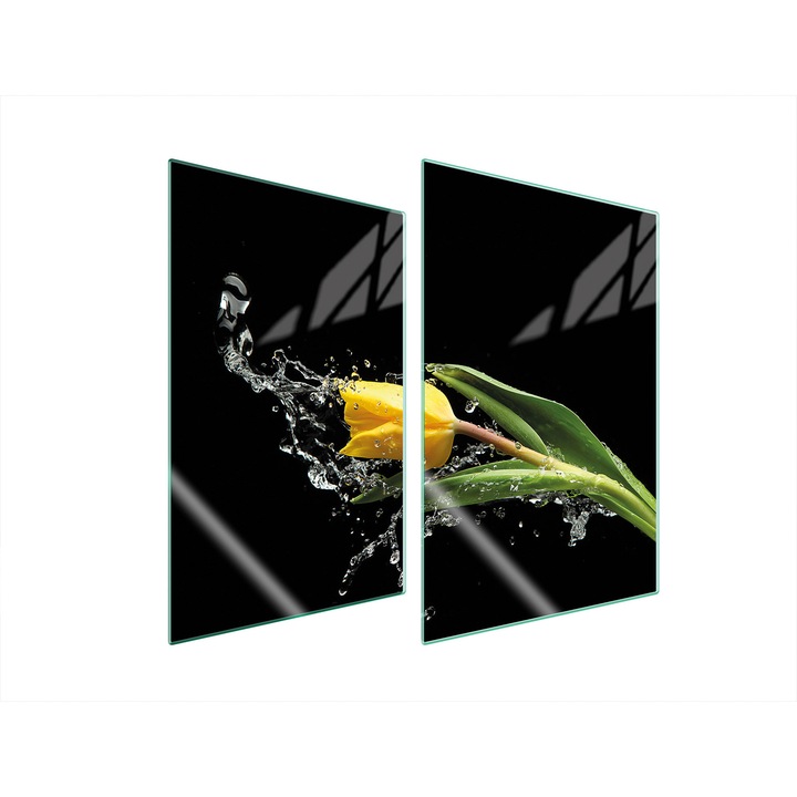 2x35x52 cm-es üveg konyhai védőlap, TMK ArtDeko, virágmintás, magas hőmérsékletnek ellenálló