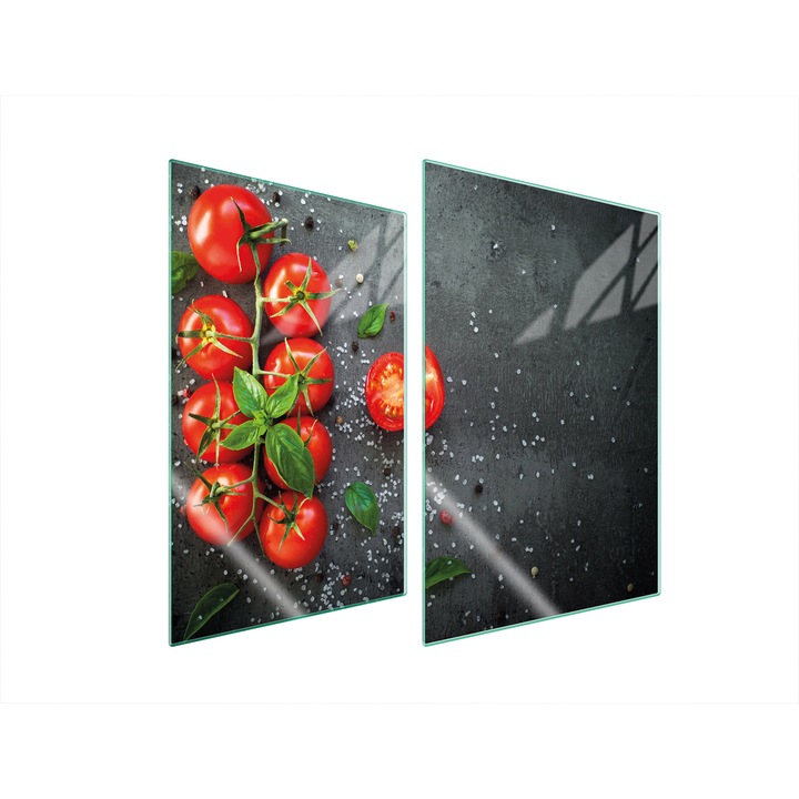 TMK ArtDeko Üveg konyhai hátfal, 2x 35x52 cm, paradicsom design
