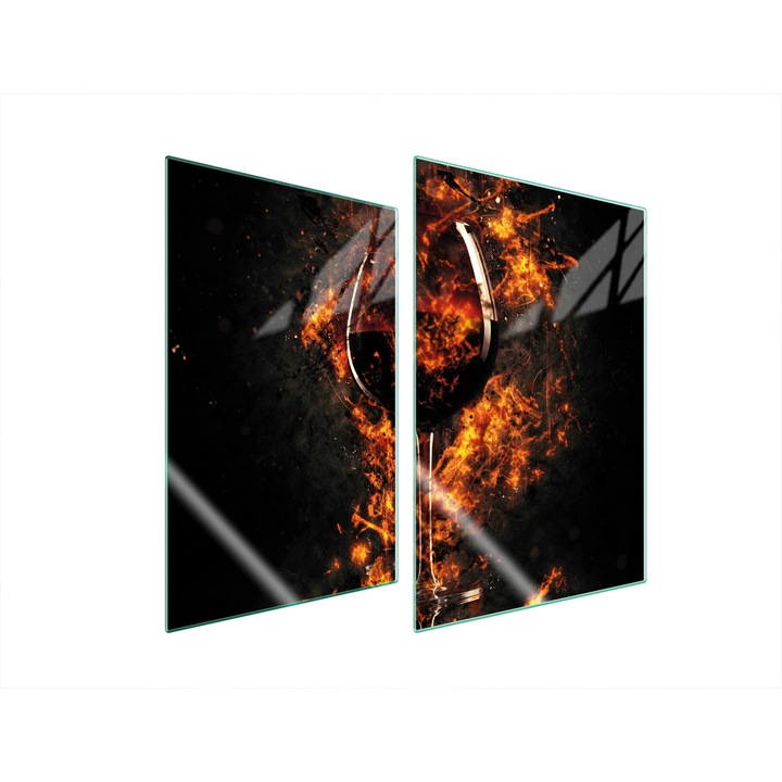 Konyhai üveg hátlap, 2x35x52 cm, TMK ArtDeko, modern design, magas hőmérsékletnek ellenálló, fekete/narancssárga