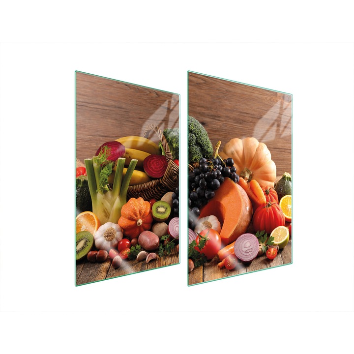 TMK ArtDeko Üveg konyhai hátfal, 2x 35x52 cm, többszínű, magas hőmérsékletnek ellenálló