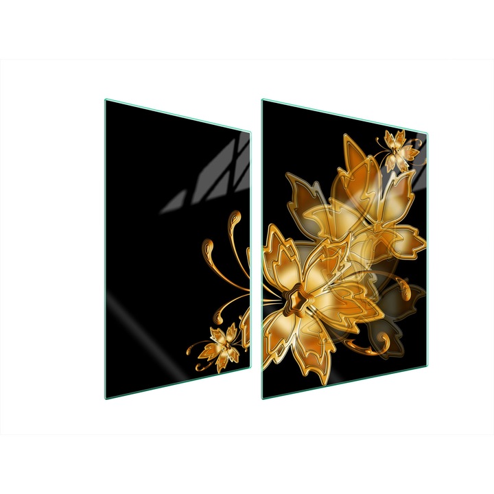 Üveg tűzhelyvédő lap 30x40x52 cm, TMK ArtDeko, modern design, magas hőmérsékletnek ellenálló, többszínű