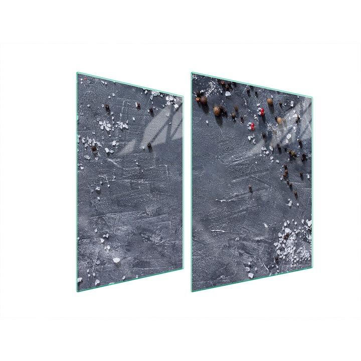 TMK ArtDeko üveg tűzhelyvédő lap, 30x40x52 cm, márvány design, szettben