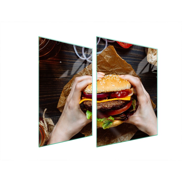 TMK ArtDeko üveg tűzhelyvédő lap, 30x40x52 cm, modern design, könnyen tisztítható