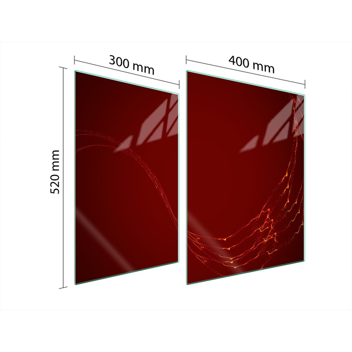 TMK ArtDeko üveg tűzhelyvédő lap, 30x40x52 cm, többszínű, szett