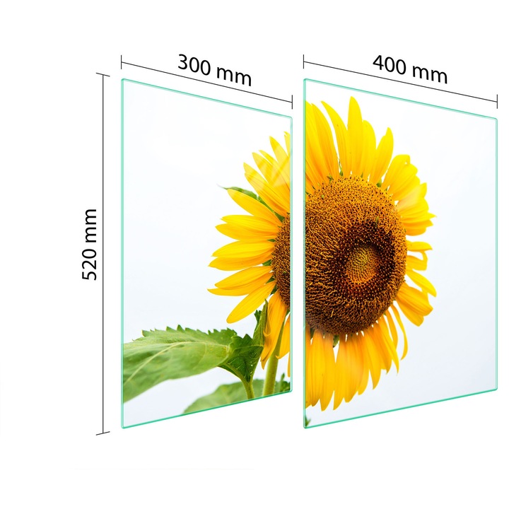 TMK ArtDeko üveg főzőlap védő, 30x40x52 cm, virágmintás, többfunkciós