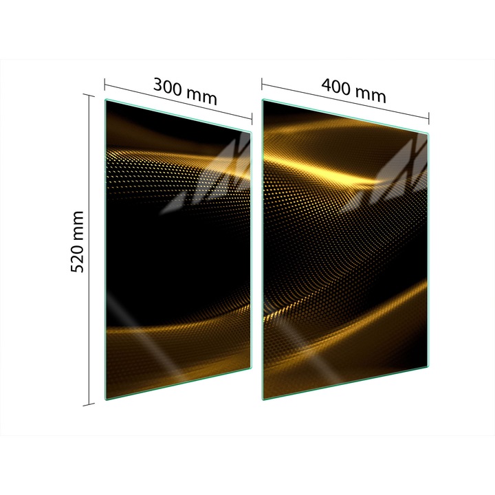 Üveg tűzhelyvédő lap 30x40x52 cm, TMK ArtDeko, modern design, magas hőmérsékletnek ellenálló, többszínű