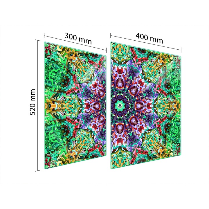 TMK ArtDeko üveg tűzhelyvédő lap, 30x40x52 cm, modern design, könnyen tisztítható, átlátszó