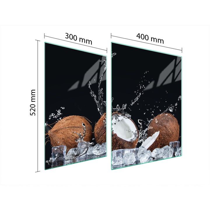 TMK ArtDeko üveg tűzhelyvédő lap, 30x40x52 cm, modern design, könnyen tisztítható, átlátszó