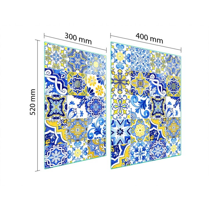 TMK ArtDeko üveg tűzhelyvédő lap, 30x40x52 cm, mozaik design, multifunkcionális