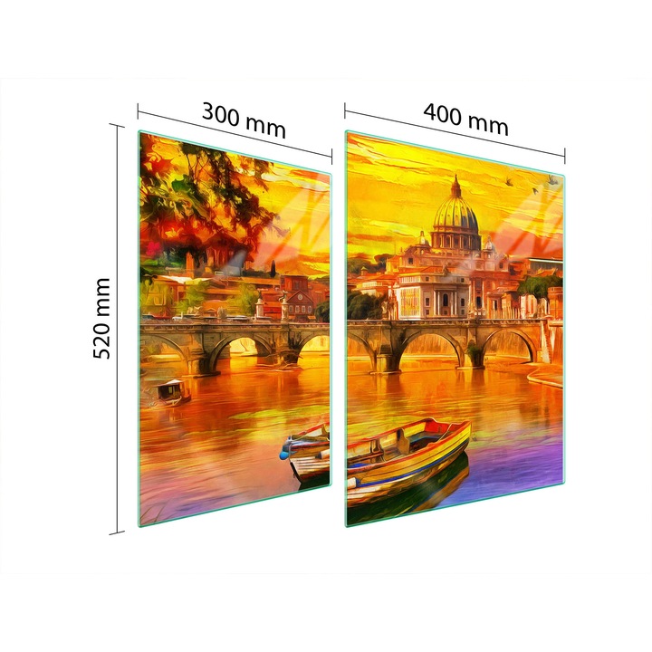 TMK ArtDeko üveg tűzhelyvédő lap, 30x40x52 cm, modern design, könnyen tisztítható