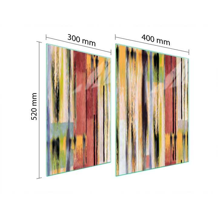 Üveg tűzhelyvédő lap 30x40x52 cm, TMK ArtDeko, többszínű, sokoldalú felhasználás