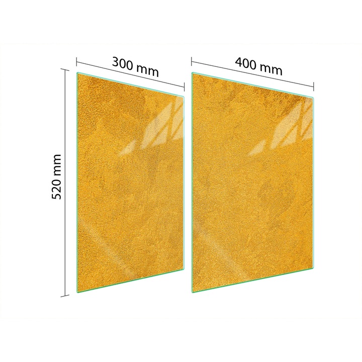 TMK ArtDeko üveg főzőlap védő, 30x40x52 cm, modern design, magas hőmérsékletnek ellenálló, sárga