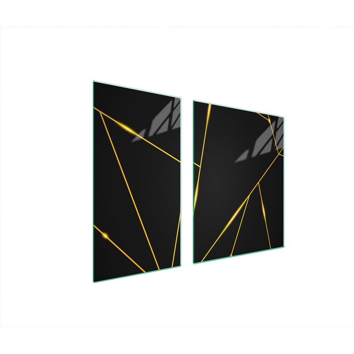 Üveg tűzhelyvédő lap 30x60x52 cm, TMK ArtDeko, modern design, magas hőmérsékletnek ellenálló, fekete