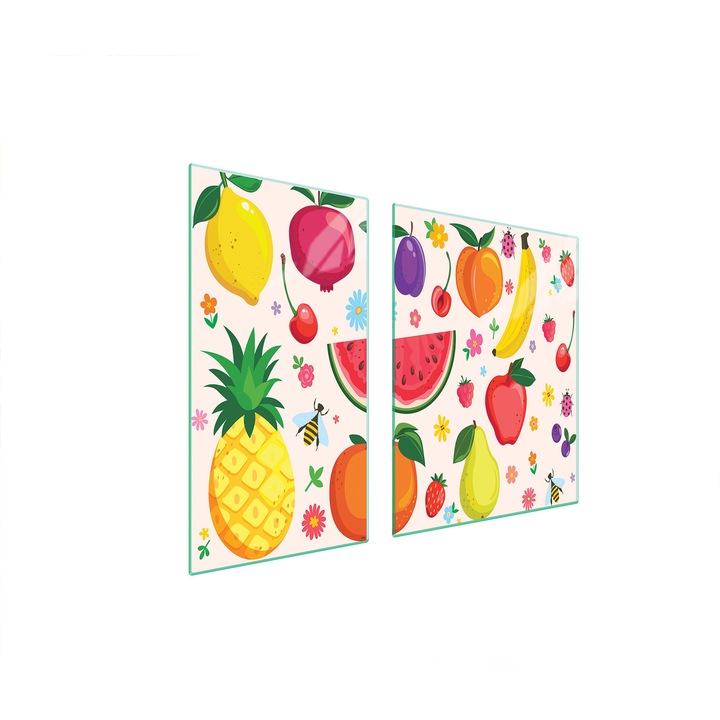 TMK ArtDeko üveg tűzhelyvédő lap, 30x60x52 cm, modern design, könnyen tisztítható, többszínű