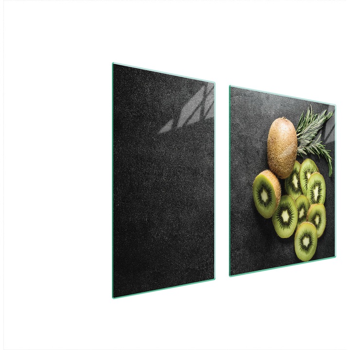 Üveg tűzhelyvédő lap 30x60x52 cm, TMK ArtDeko, modern design, könnyen tisztítható, fekete/zöld