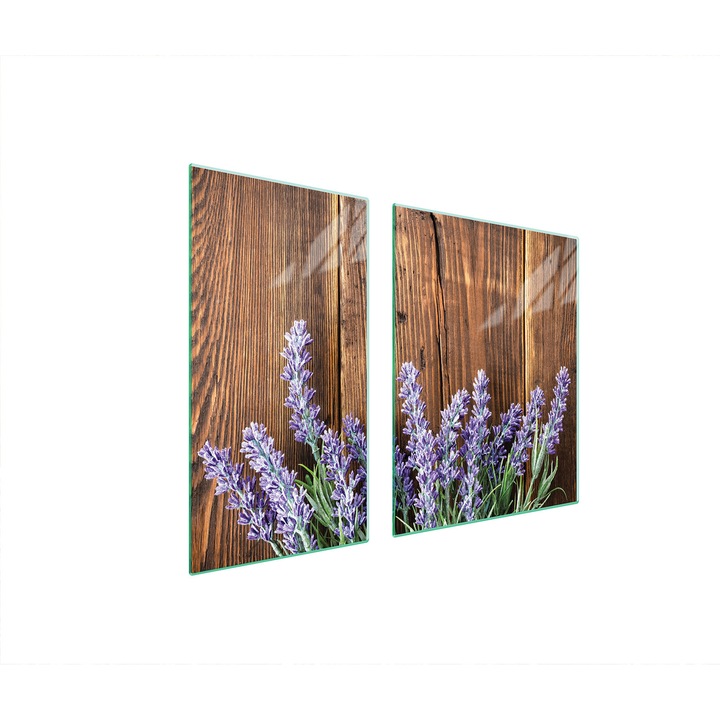 Üveg tűzhelyvédő lap 30x60x52 cm, TMK ArtDeko, modern design, hőálló, barna/lila