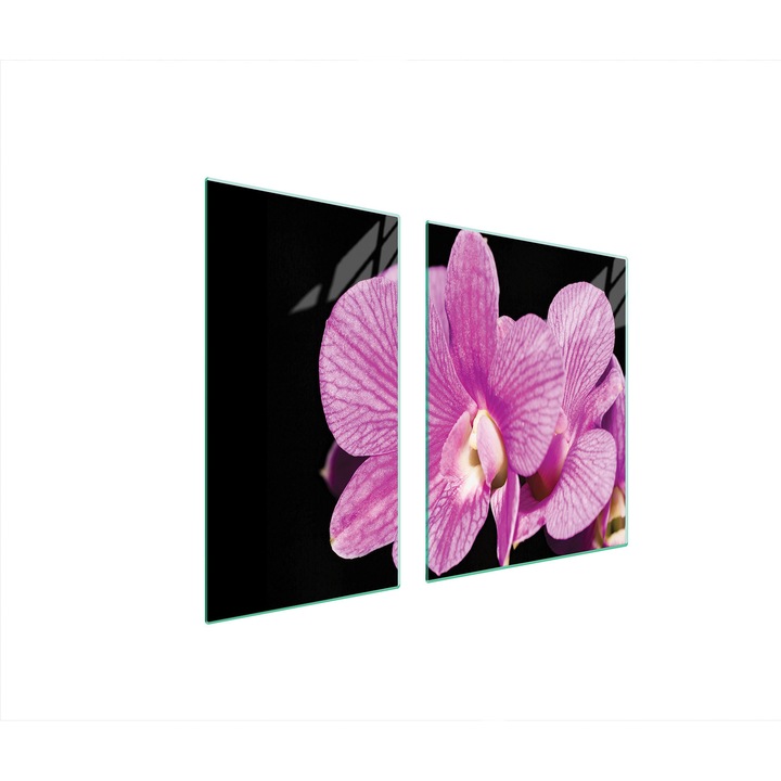 Üveg tűzhelyvédő lap 30x60x52 cm, TMK ArtDeko, modern design, könnyen tisztítható, fekete/rózsaszín