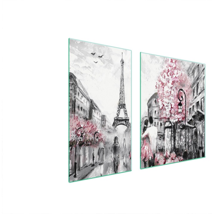 TMK ArtDeko üveg tűzhelyvédő lap, 30x60x52 cm, modern design, könnyen tisztítható, többszínű