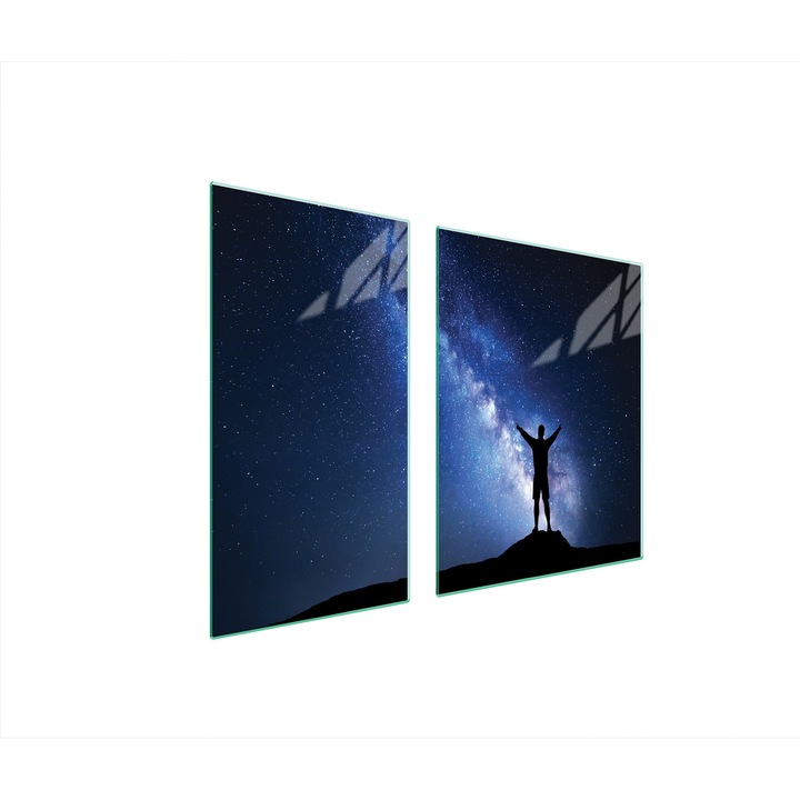 Üveg tűzhelyvédő lap 30x60x52 cm, TMK ArtDeko, modern design, könnyen tisztítható, kék