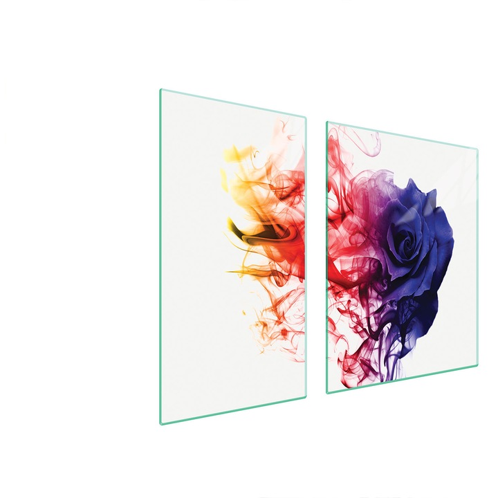 TMK ArtDeko üveg főzőlap védőlemez 30x60x52 cm, modern design, hőálló, többszínű