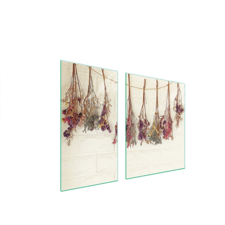 TMK ArtDeko üveg főzőlap védő, 30x60x52 cm, virágmintás, multifunkcionális