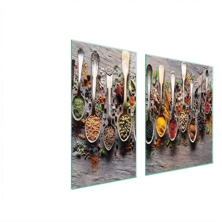 TMK ArtDeko üveg tűzhelyvédő lap, 30x60x52 cm, modern design, könnyen tisztítható, többszínű