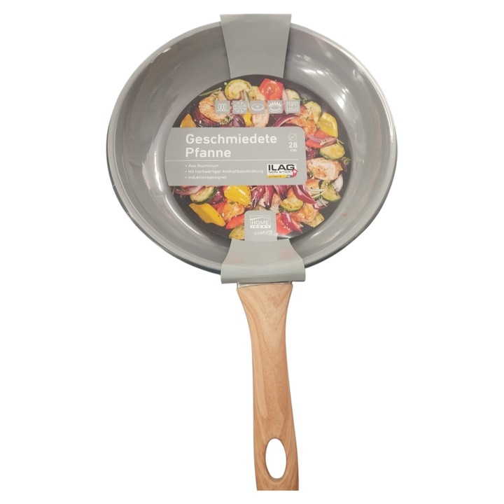 Tigaie Aluminiu 28 cm, Antiaderenta, Maner Lemn