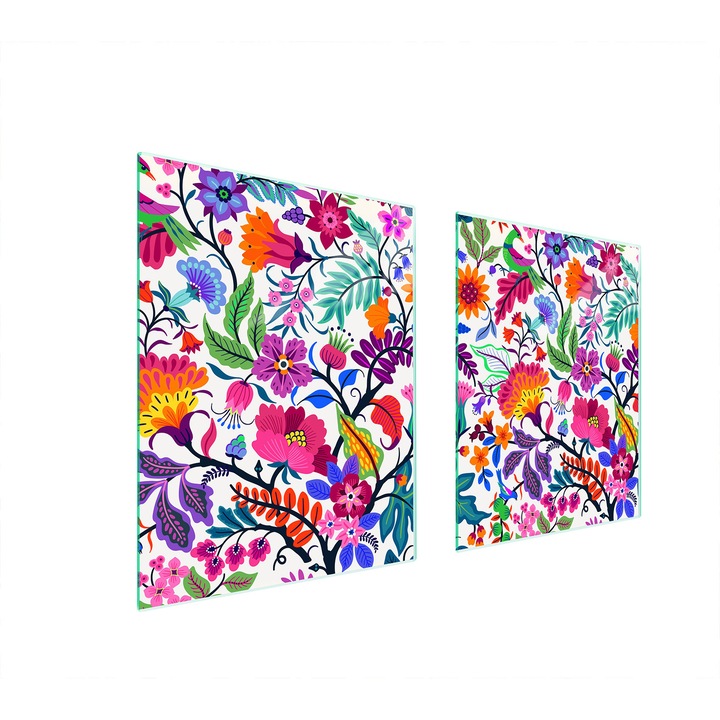 Üveg tűzhelyvédő lap 40x45x52 cm, TMK ArtDeko, virágmintás