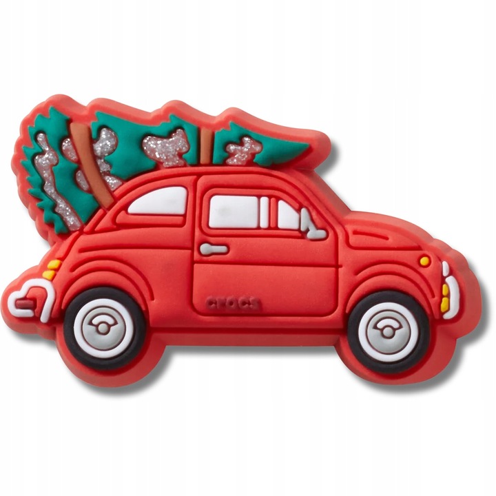 Crocs, Accesoriu incaltaminte Jibbitz, Red Car with Christmas Tree, 1 bucati, Multicolor