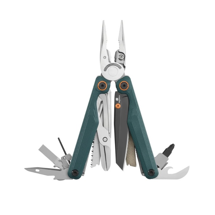 Instrument multifuncțional, Leatherman, Wave, Alpha, Cascadia, 10 instrumente, MagnaCut®, Albastru