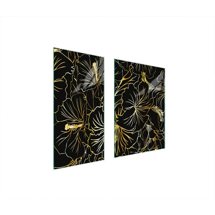 Üveg védőlemez, TMK ArtDeko, 40x35x52cm, virágmintás, minden típusú főzőlaphoz