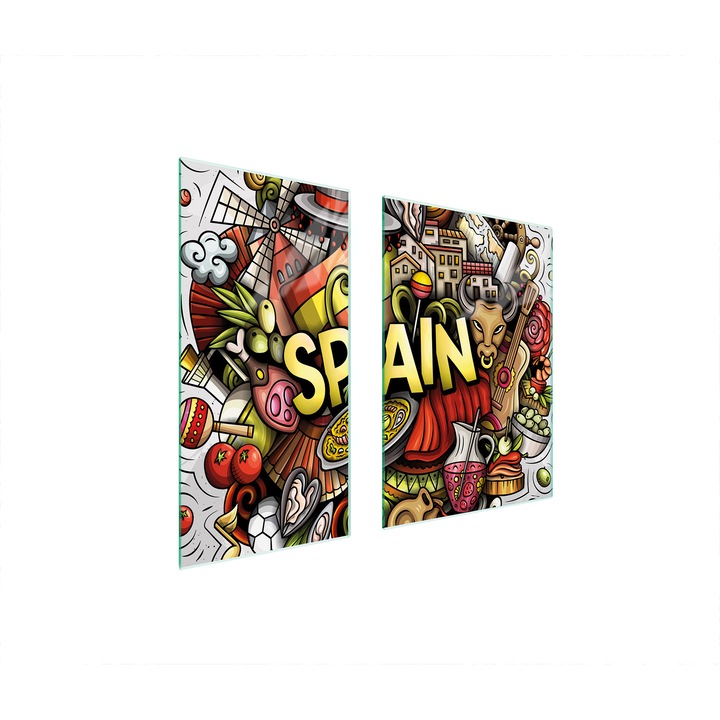 Üveg védőlap, TMK ArtDeko, 40x35x52cm, többszínű, minden típusú tűzhelyhez