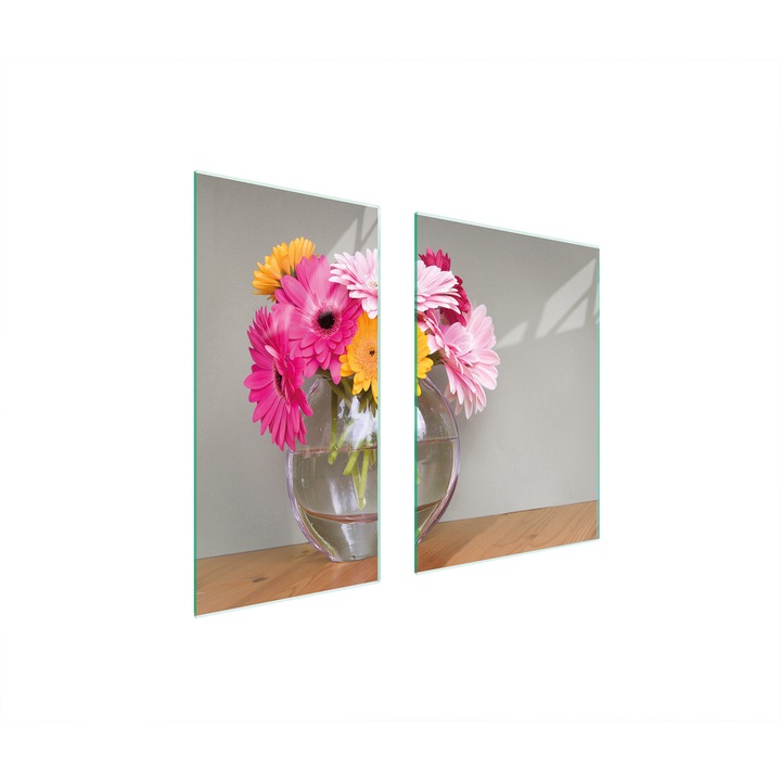 Üveg védőlap, TMK ArtDeko, 40x35x52cm, virágmintás, minden típusú főzőlaphoz