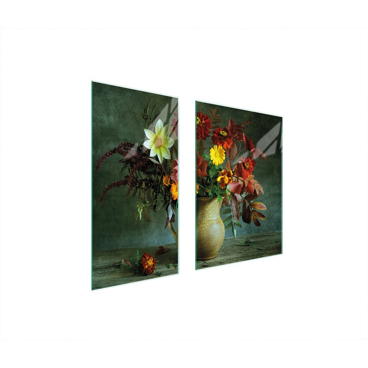 Üveg védőlap, TMK ArtDeko, 40x35x52cm, virágmintás, multifunkcionális