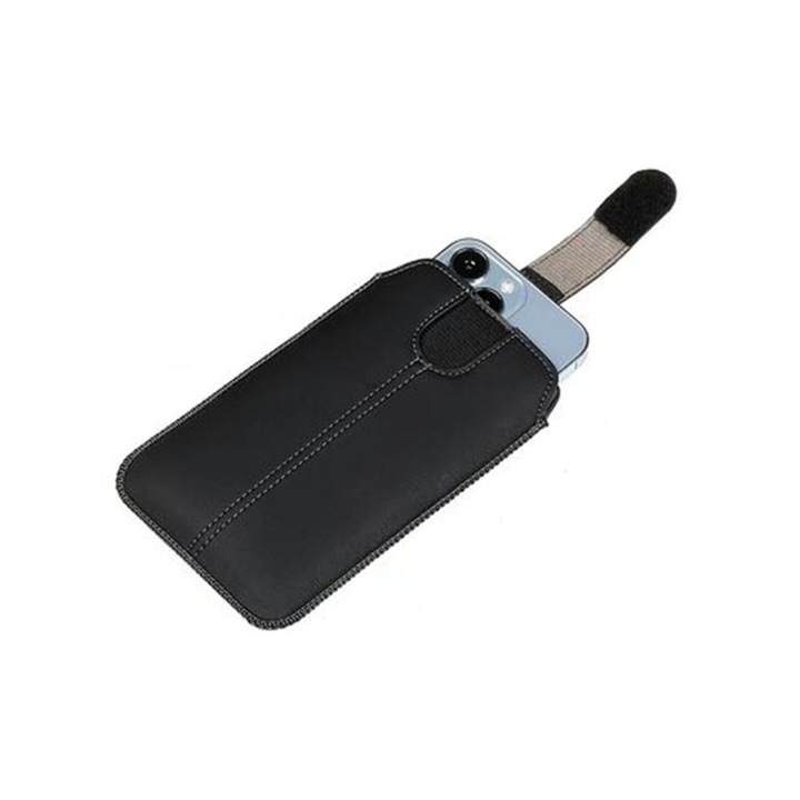 Husă telefon 6.3 - 7.0 inch - husă neagră cu velcro (105x185 mm)