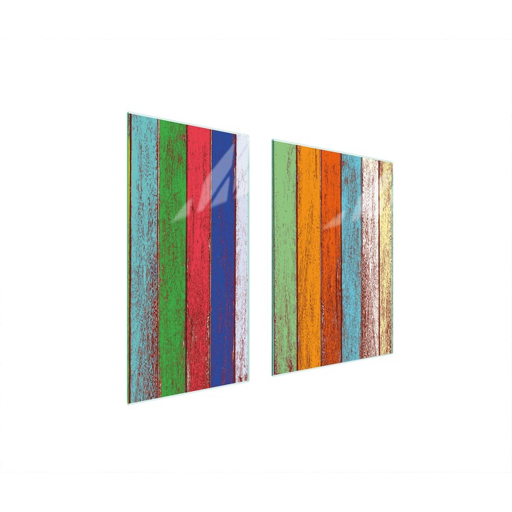 Placa de protectie din sticla, TMK ArtDeko, 40x35x52cm, multicolor, deschidere pentru gatit