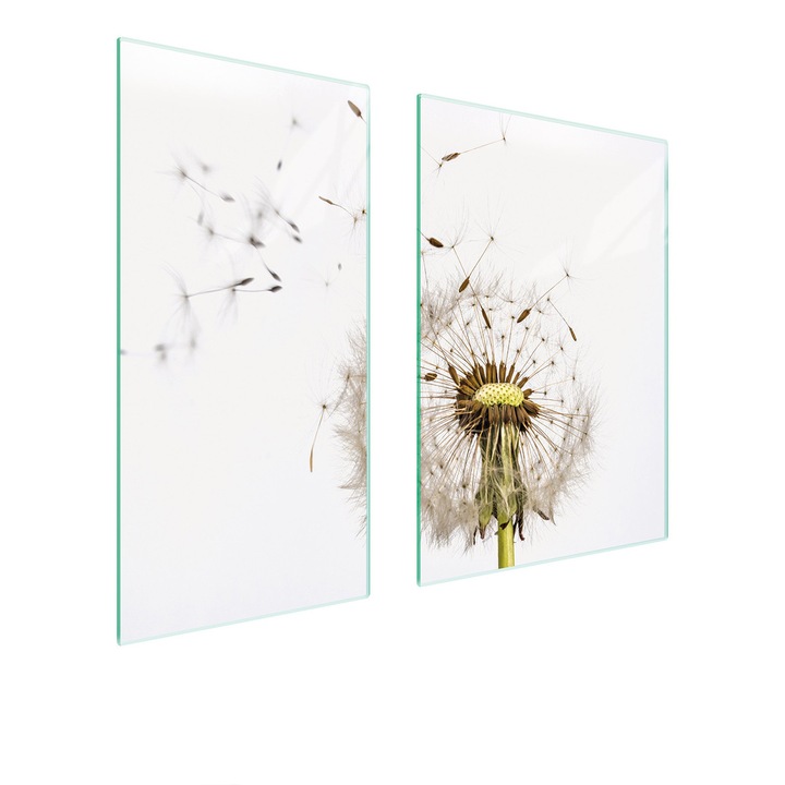 Placa de protectie din sticla pentru aragaz TMK ArtDeko, 40x35x52cm, design floral, multifunctionala