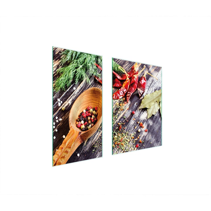 Placa de protectie din sticla pentru aragaz TMK ArtDeko, 40x35x52 cm, design modern, usor de curatat, multicolor