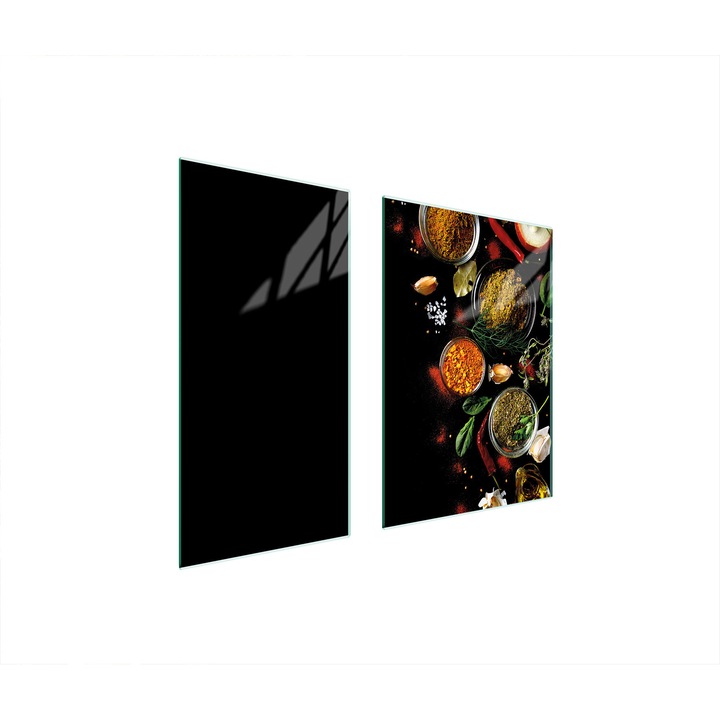 Placa de protectie din sticla pentru aragaz TMK ArtDeko, 40x35x52 cm, design modern, usor de curatat, negru